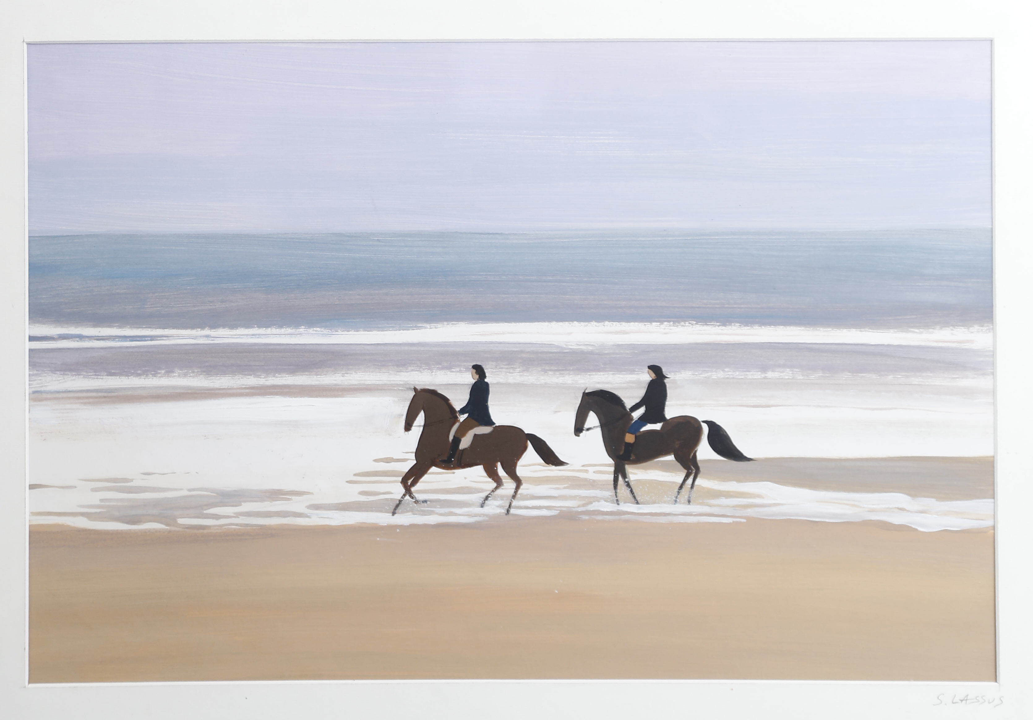 Serge Lassus (né en 1933) Cavaliers sur la plage