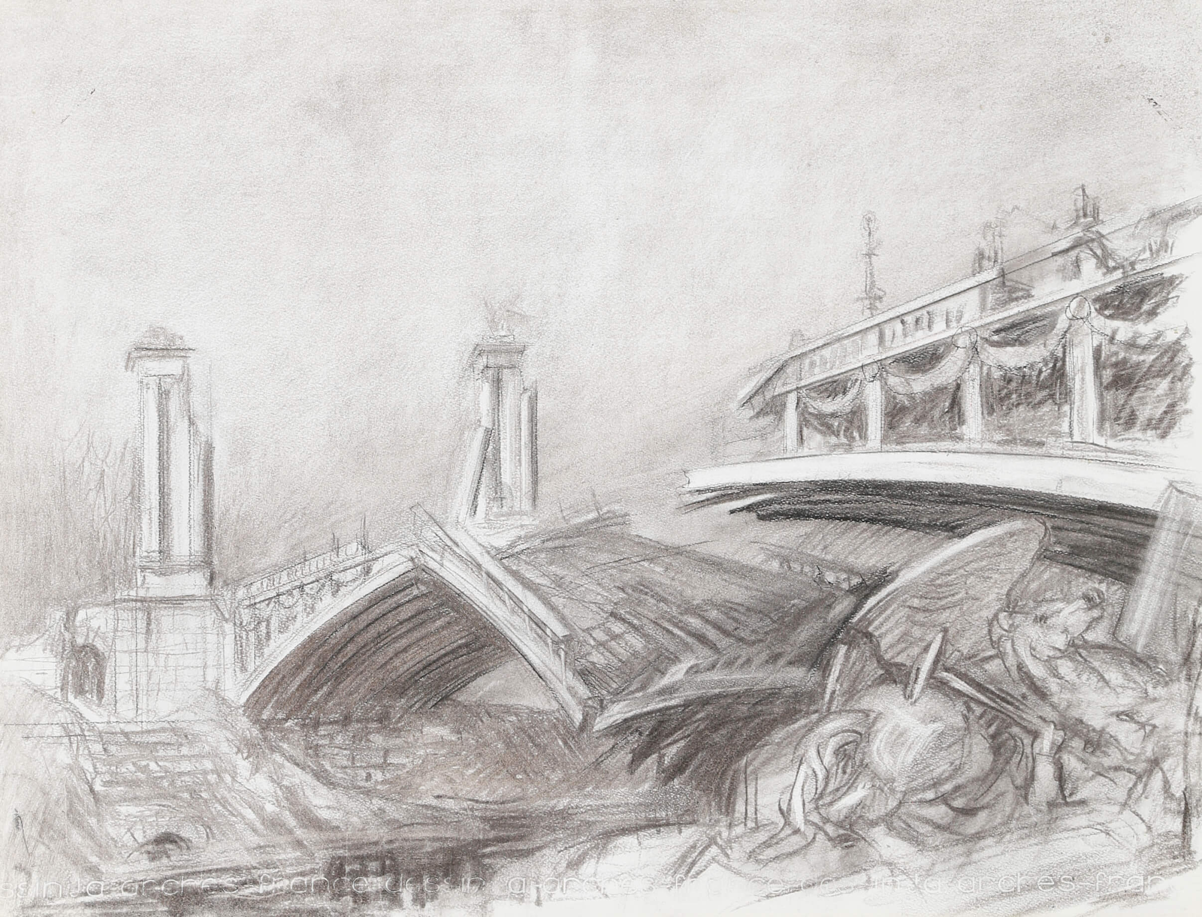 2 études de Paris en ruines - Place de la&hellip;