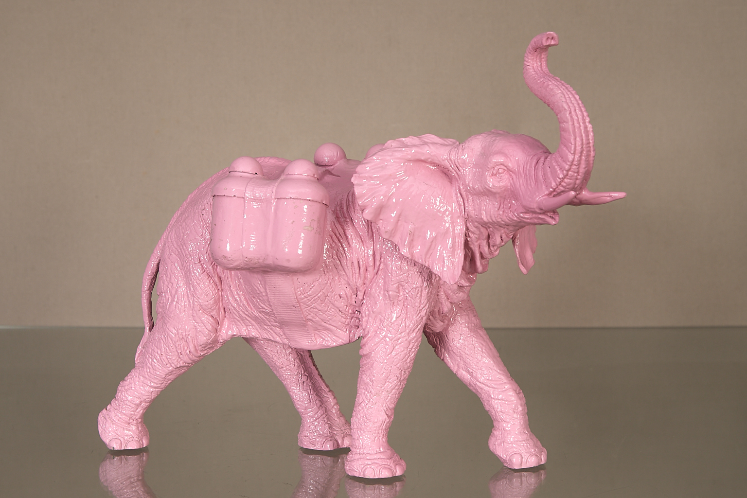 Cloned pink elephant with waterpacks