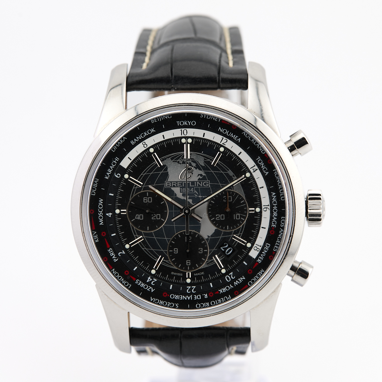 Montre chronographe worldtimer Transocean Unitime ref. AB0510