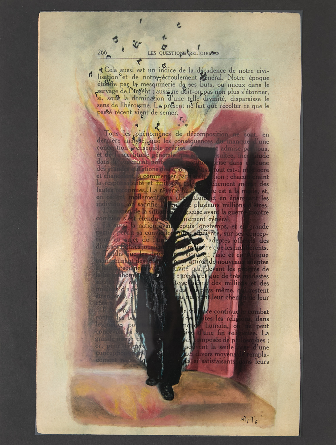 Rabbin portant la thora en flammes