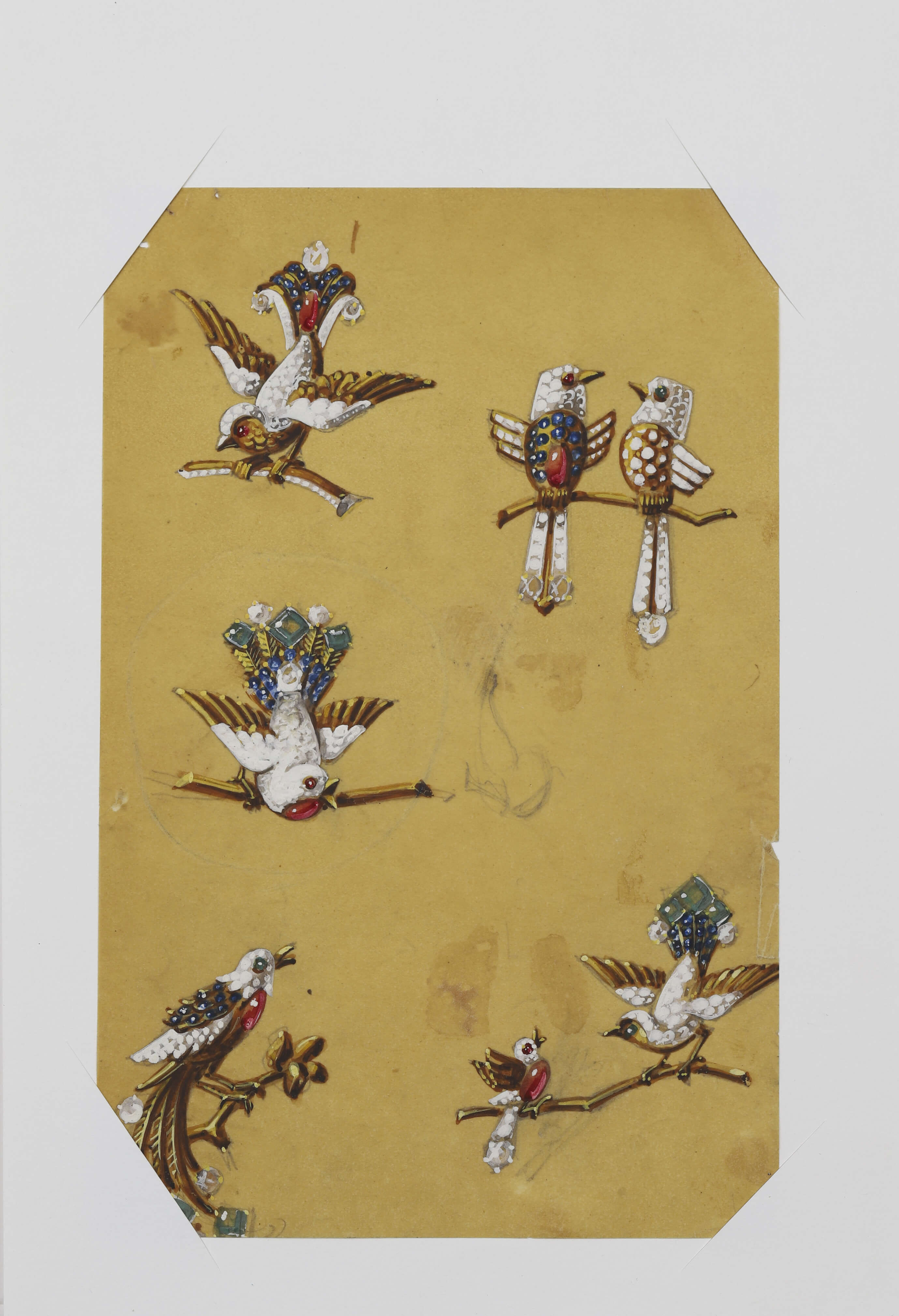 Ensemble de 3 gouachés