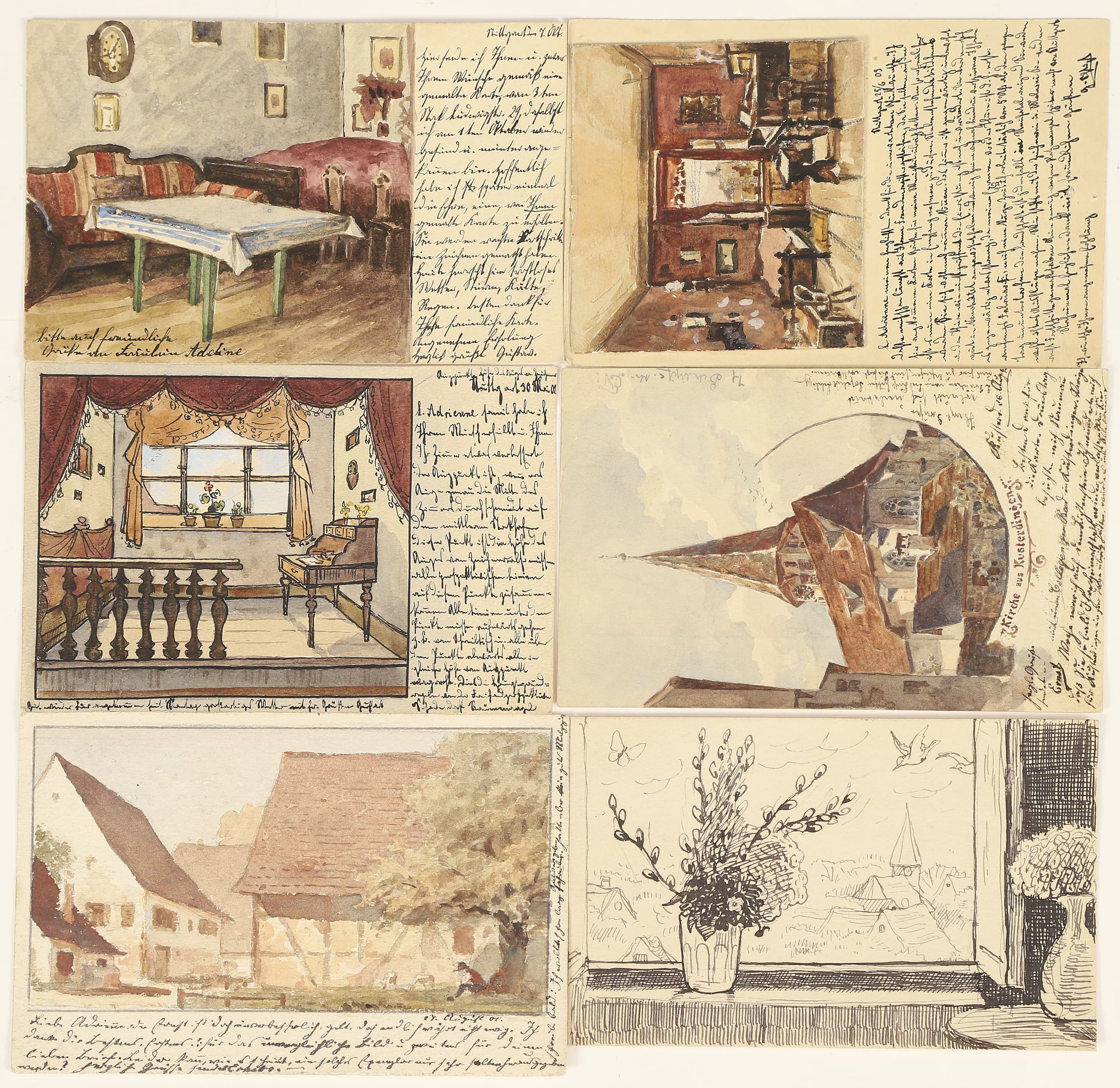 Suite de 6 cartes postales