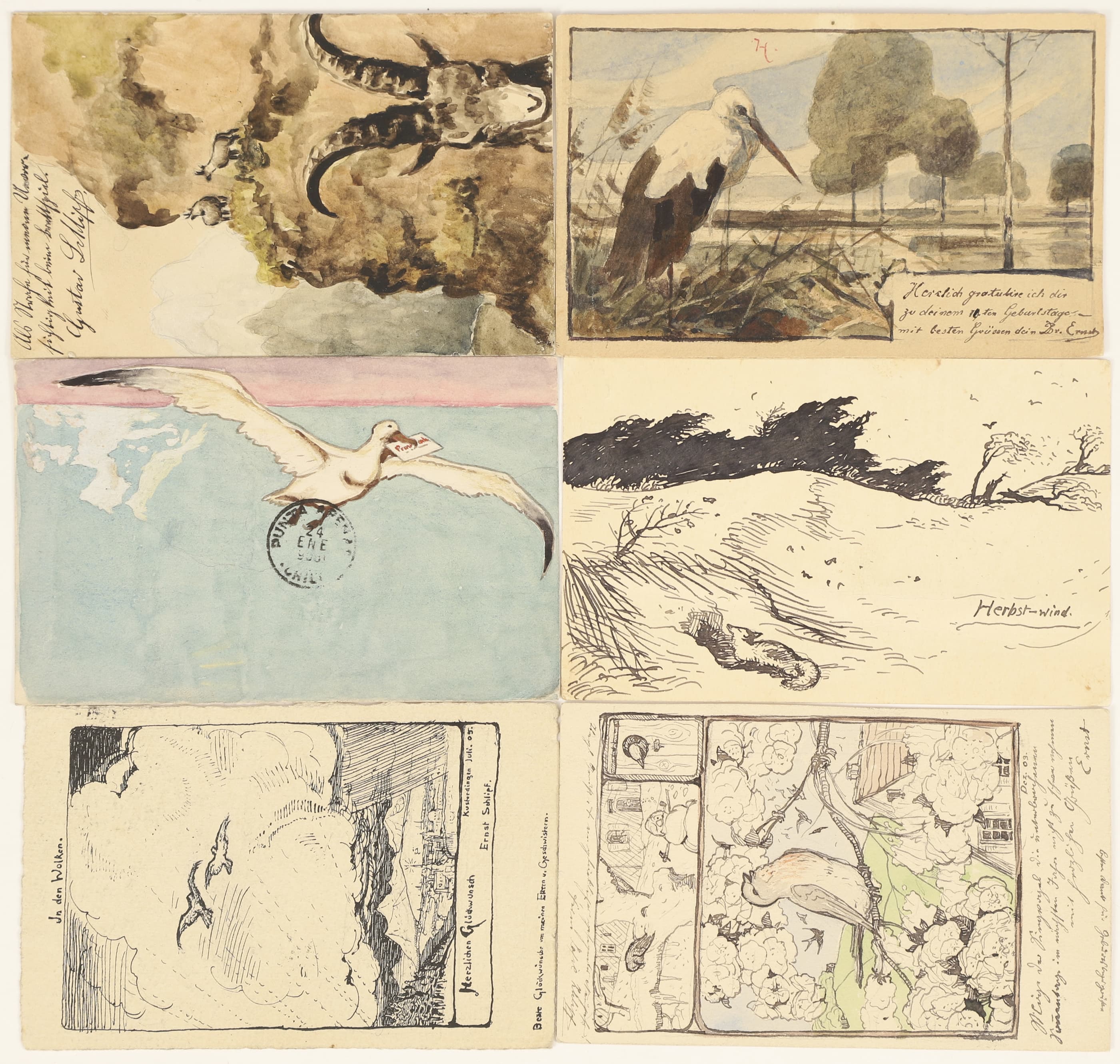 Ernst Schlipf (1883-1915) Suite de 6 cartes...
