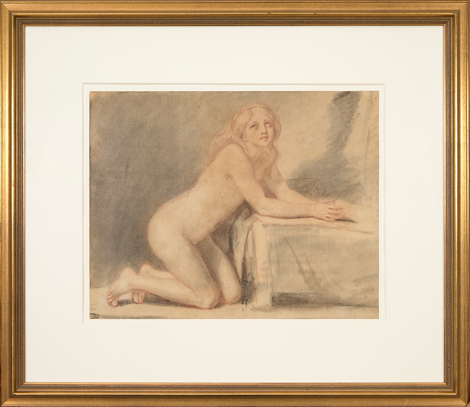 Jeune fille nue agenouillée, étude préliminaire pour La Prière du…