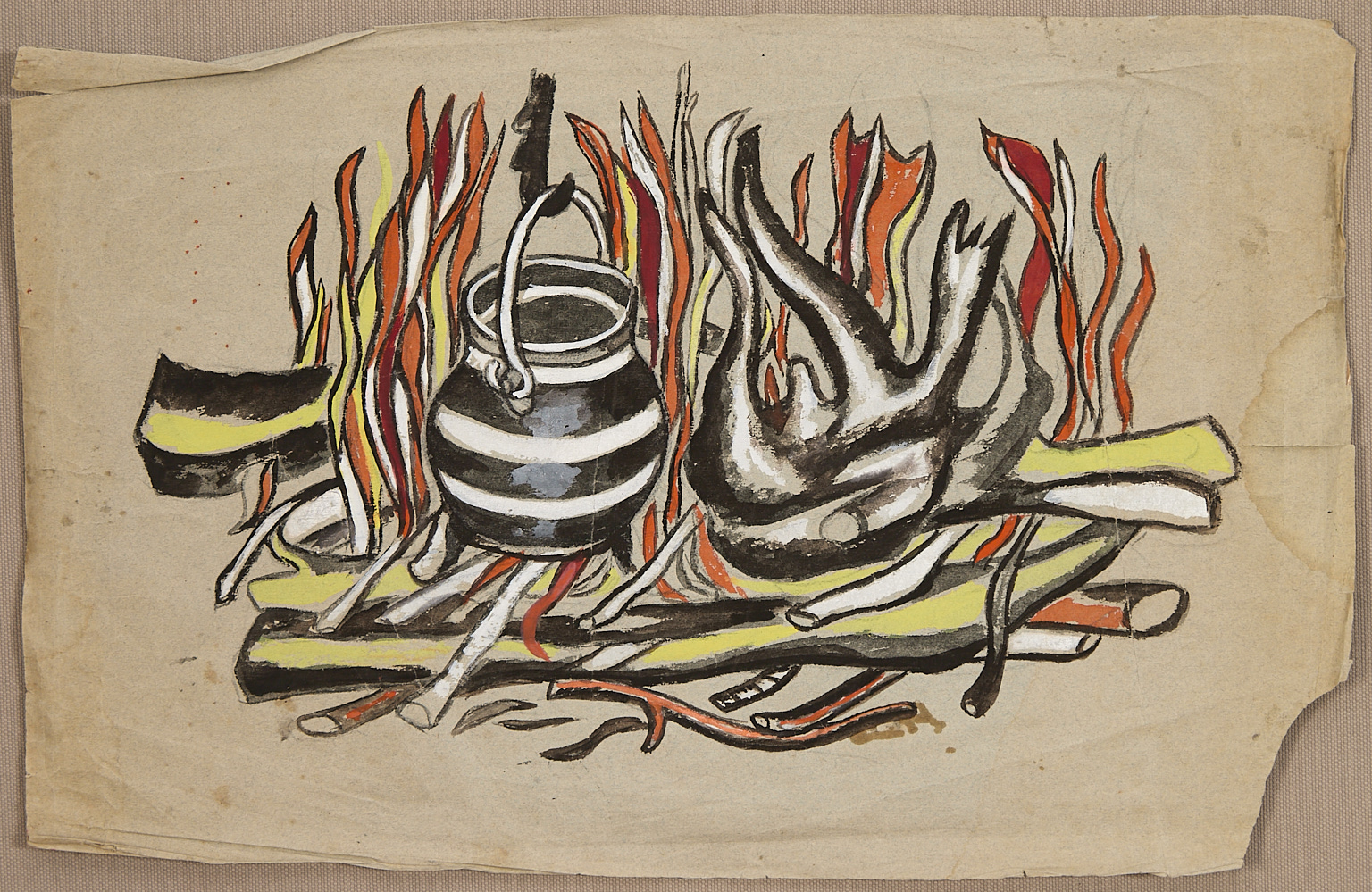 Nature morte à la marmite sur le feu