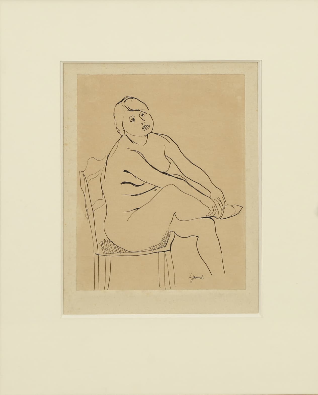 Henri Jannot (1909-2004) Nu assis, période Forces...