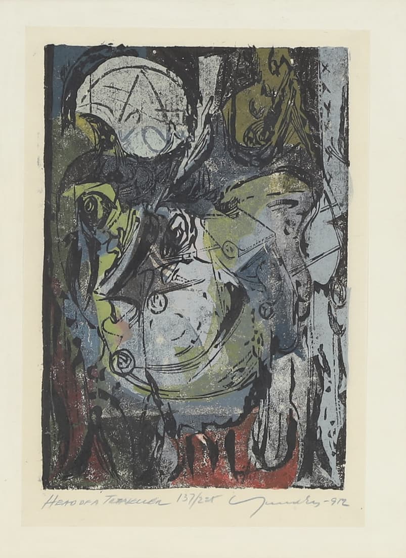 Adja Yunkers (1900-1983) Head of a traveller [x2]