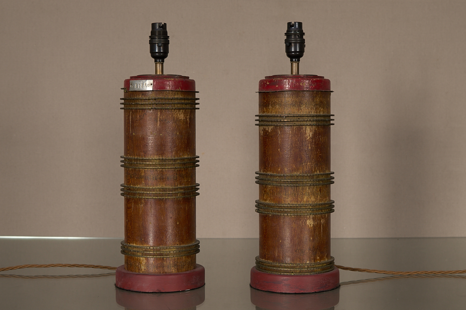 Paire de rouleaux d'impression montés en lampe