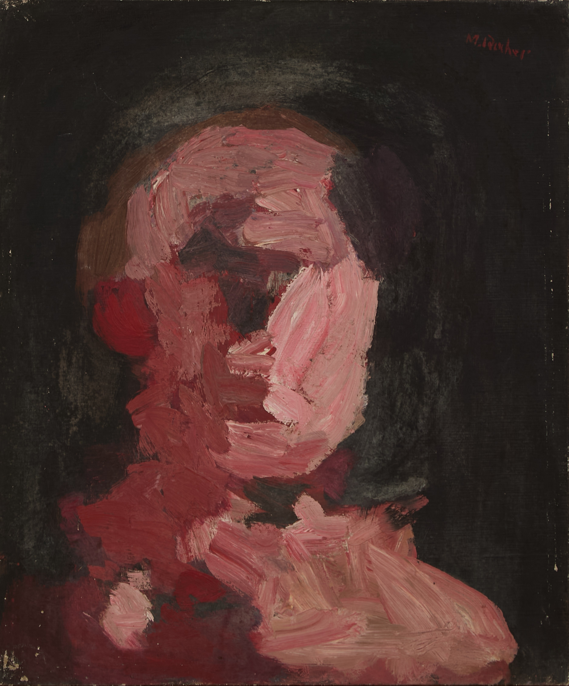 Maurice Rocher (1918-1995) Visage à l'œillet rouge