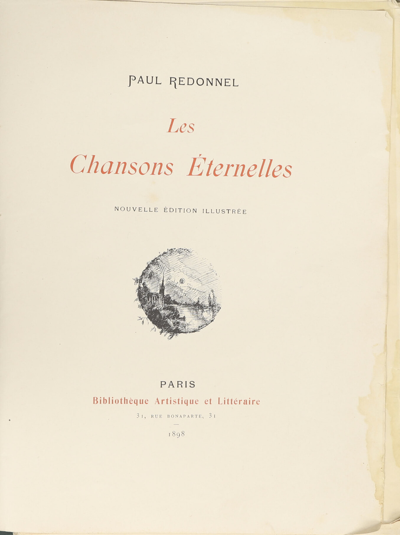 REDONNEL (Paul). Les Chansons Éternelles.