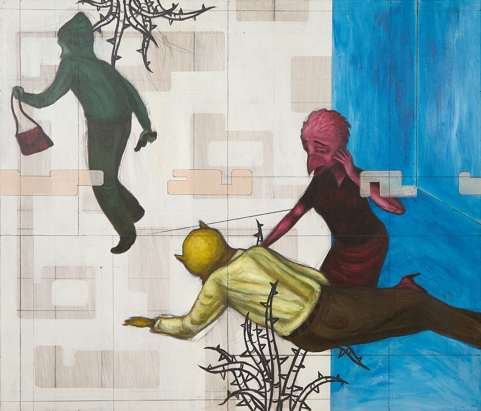 Untitled (Woman kneeling over man, man running)