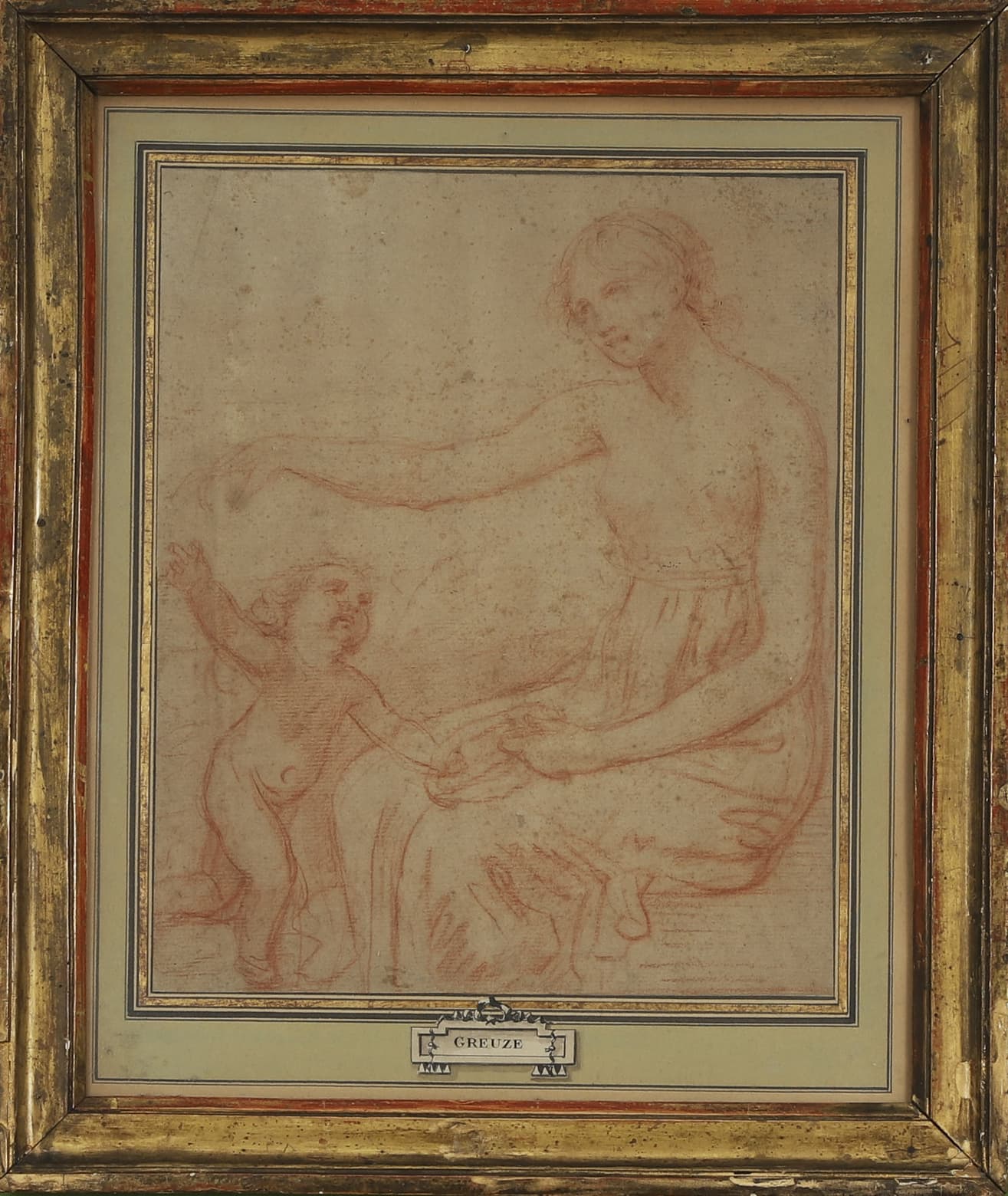 École de Jean-Baptiste Greuze L’Amour couronne...
