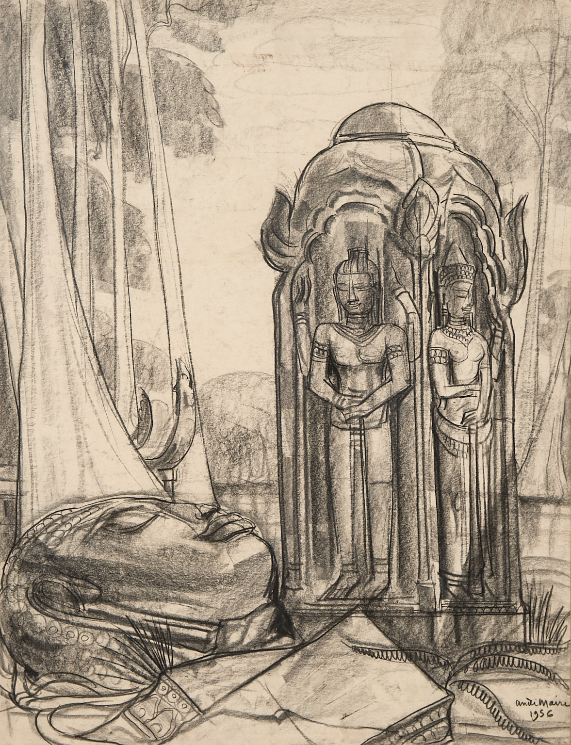 Angkor, Cambodge, têtes de Bouddha