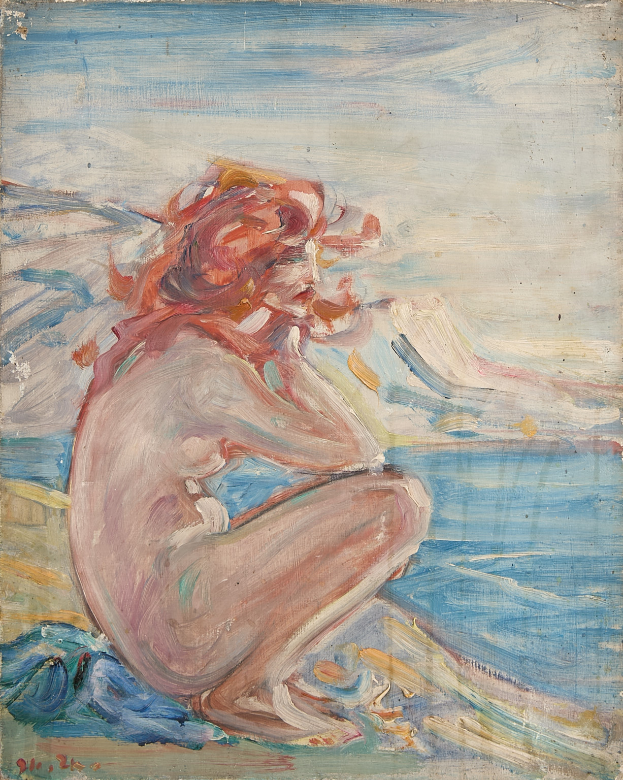 Femme accroupie