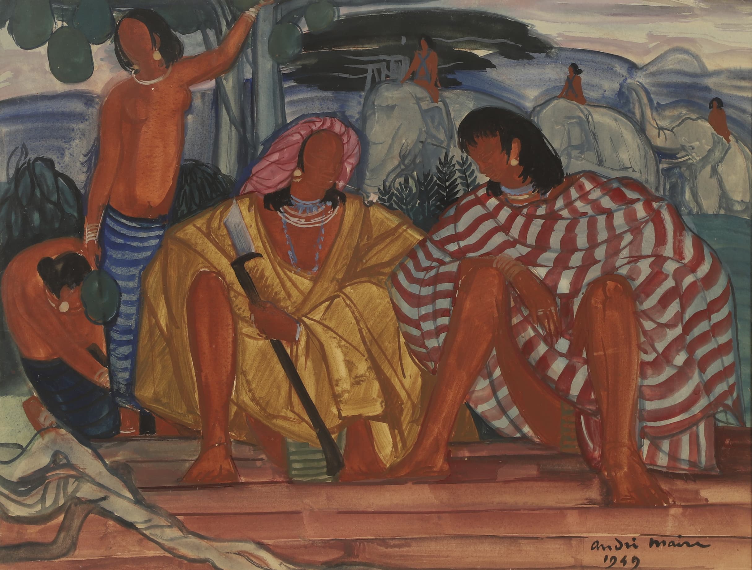 Deux personnages assis