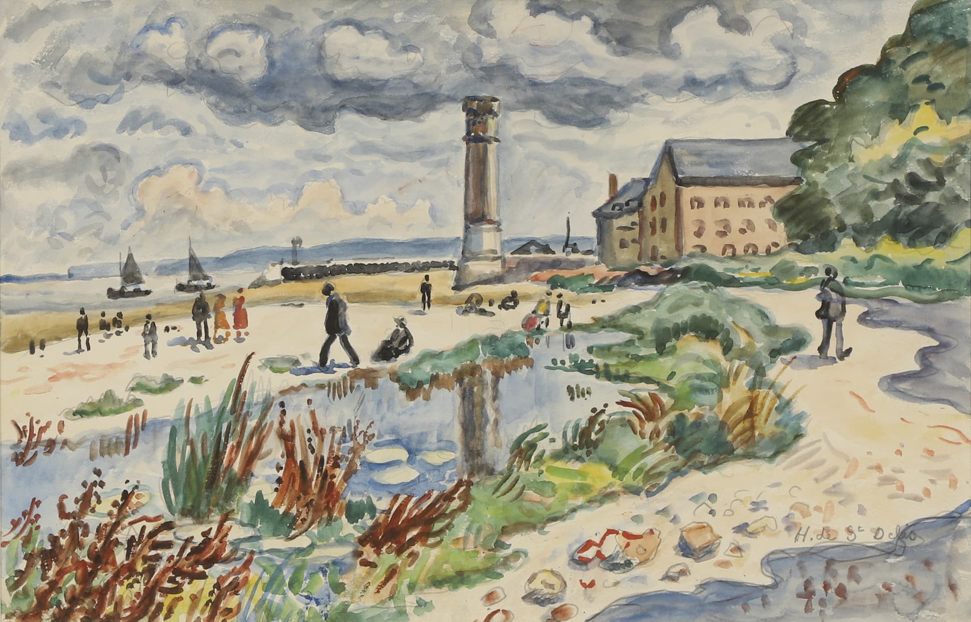 Plage animée à Honfleur