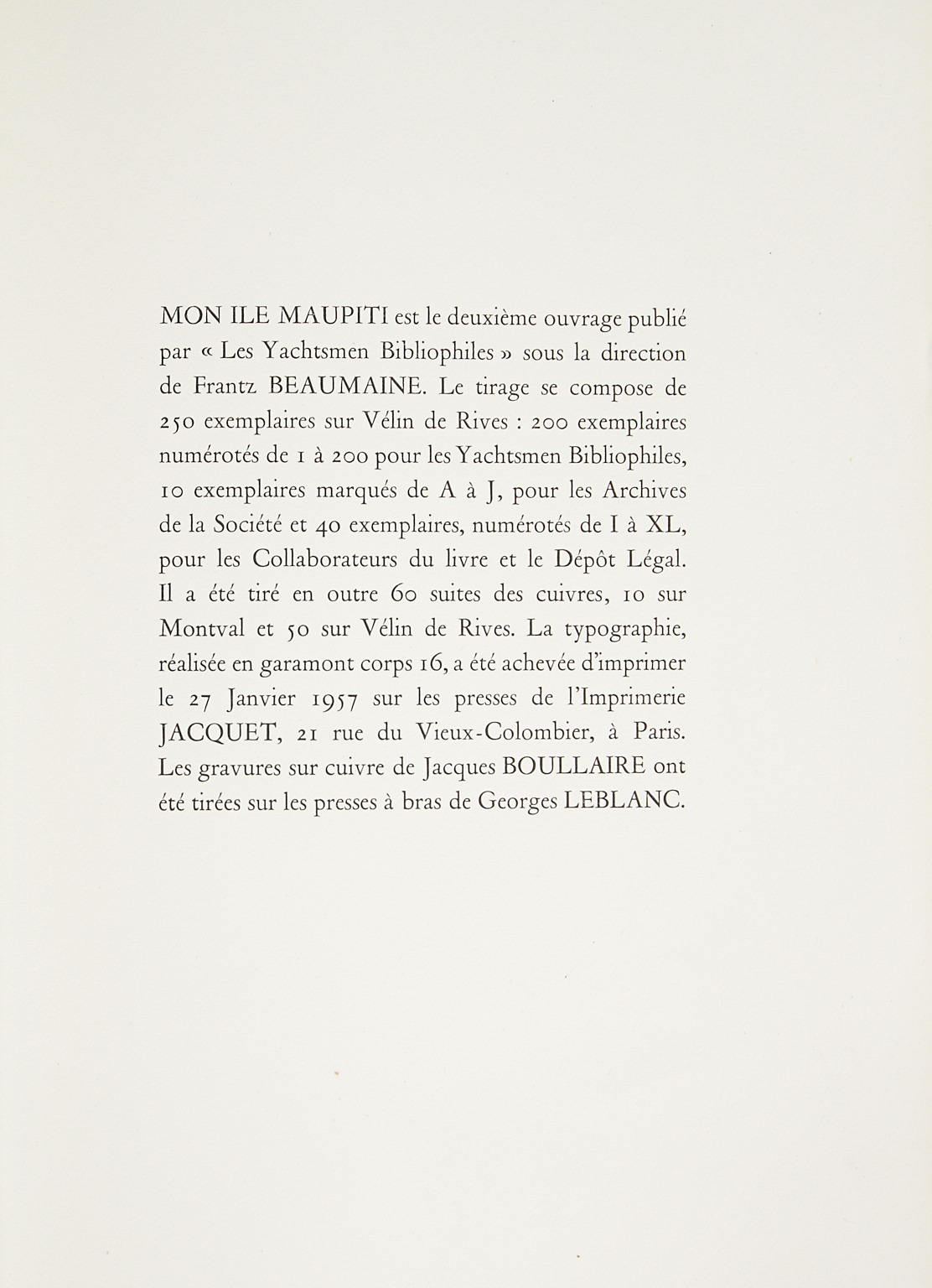 [BOULLAIRE (Jacques] - ROPITEAU (André).