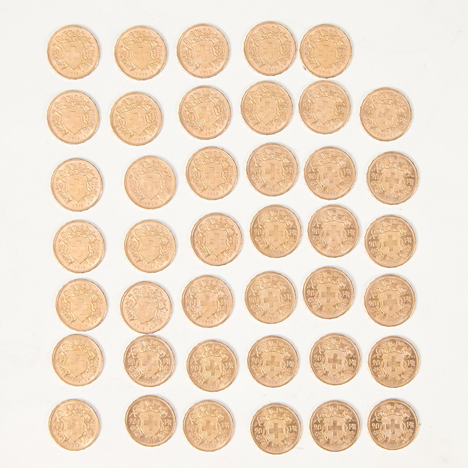 41 pièces de 20 francs suisse