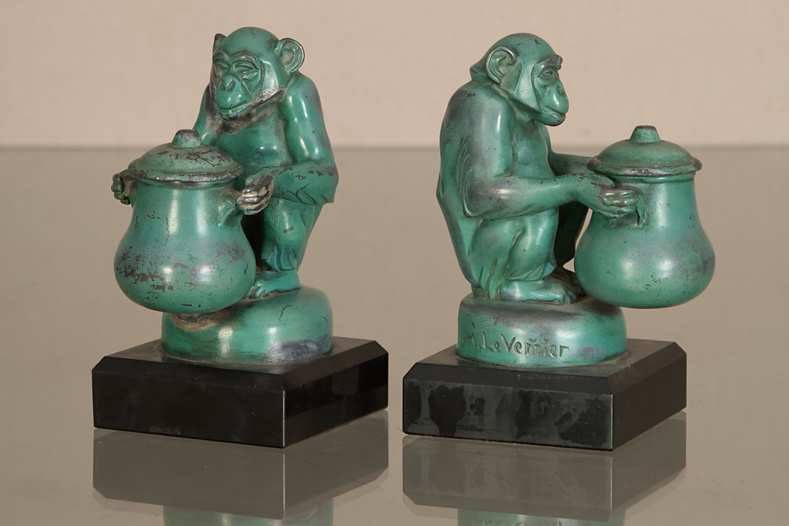 Paire de Singes au chaudron - Encriers