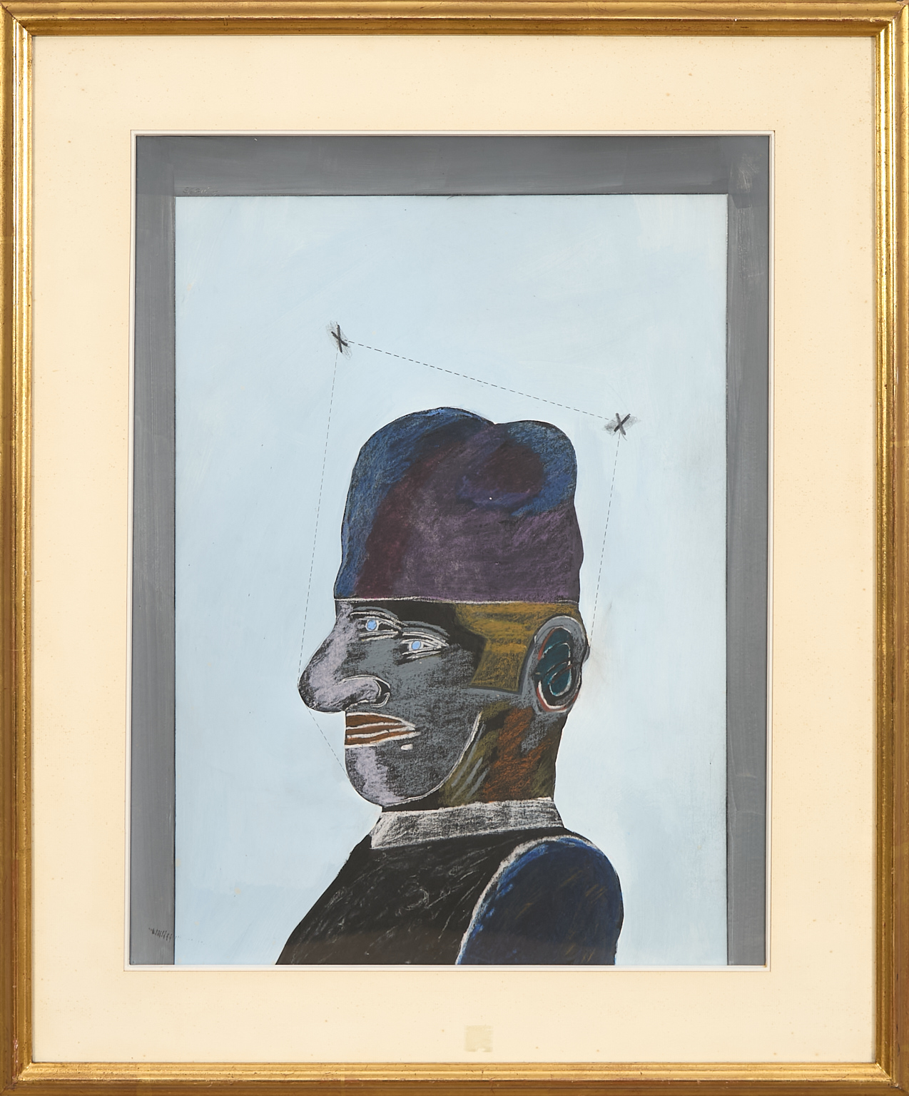 Profil d'homme au chapeau