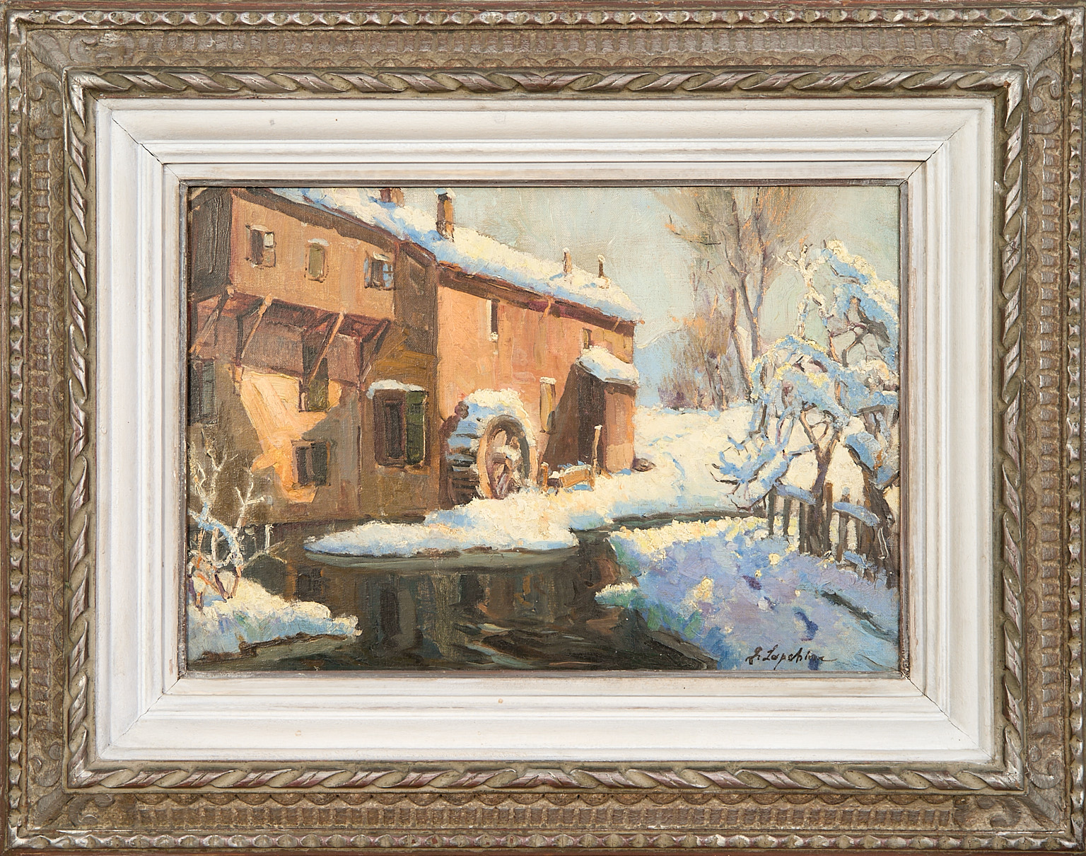 Georges Lapchine (1885-1950) Moulin sous la neige