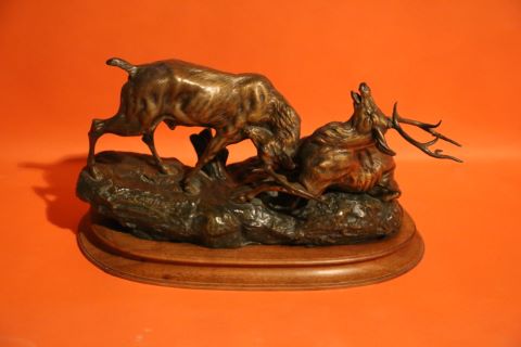 Thomas Cartier (1879-1943) Combat de cerf