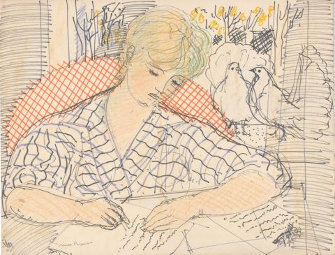 Max Papart (1911-1994) Andrée aux colombes