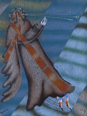 Édouard Zéléline (1938-2002) Ange sur fond bleu