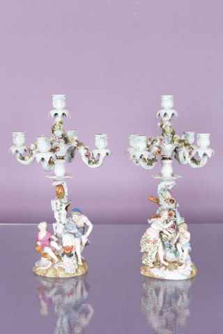 Saxe (porcelaine) Paire de candélabres