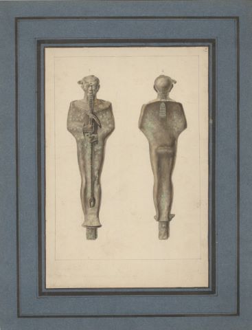 Statuette en bronze représentant le Dieu Ptah de face et…