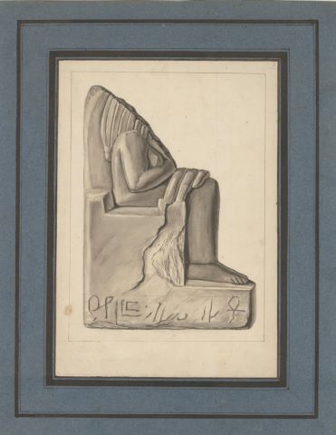 Fragment représentant Isis et son fils Horus en pierre blanche…