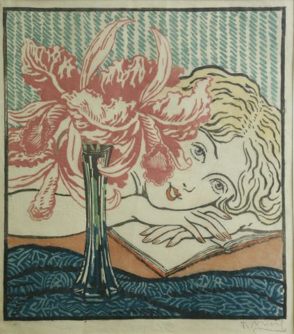 T. Michel Jeune fille à la fleur