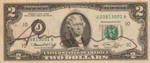 Andy Warhol (1928-1987) Two dollars bill