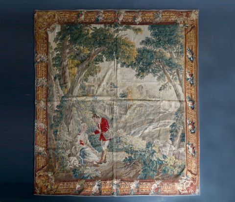 Tapisserie en laine à décor d’une scène pastorale