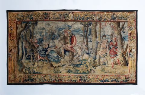Tapisserie en laine et soie représentant une scène de la…