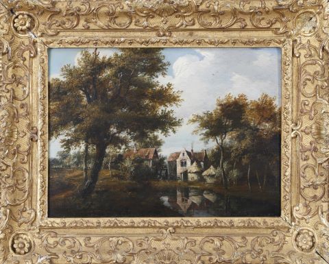 Suiveur de Meindert Hobbema (1638-1709) Paysage...