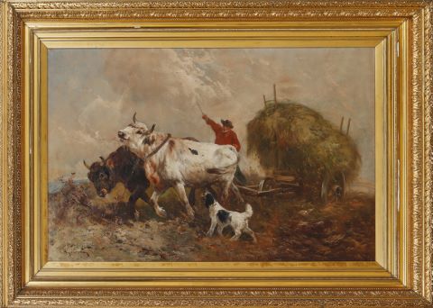 Henry Schouten (1857/64-1927) Bœufs tirant...
