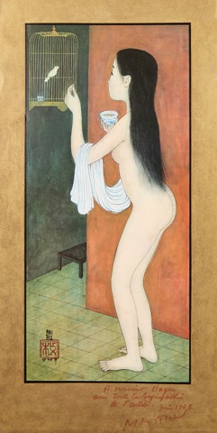 Nue à la cage d'oiseau
