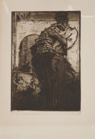 Frank Brangwyn (1867-1956) Homme portant une pile...