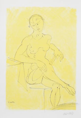 Nu sur fond jaune
