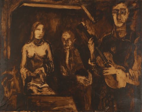 École du XXe siècle Couple et guitariste