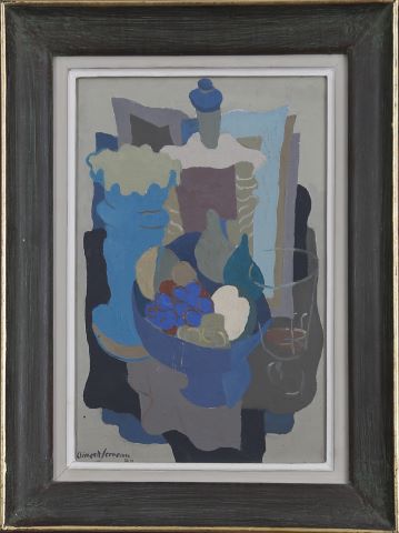 Vase et compotiers bleus