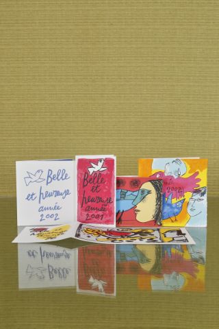 Ensemble de cartes de vœux des années 1996, 2000, 2001…