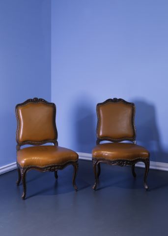 Paire de chaises à dossier plat