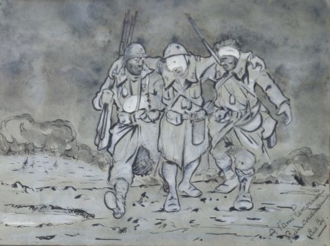 Lucien Laby dit Luc By (1892-1982) Les Blessés...