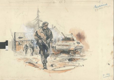 Claude le Baube (1919-2007) Fusiliers-marins