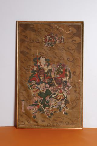 Peinture sur soie marouflée