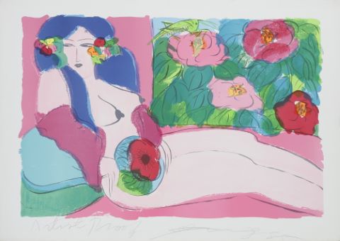 Nu couché aux fleurs