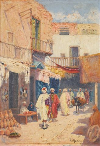 Vincent Manago (1880-1936) Rue à Sfax en Tunisie